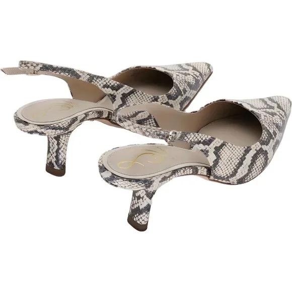 Sam Edelman Bianka Snakeskin Slingback Pointed Toe Heels US 8M EU 38.5 - Picture 3 of 6